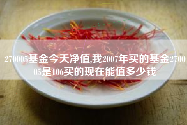 270005基金今天净值,我2007年买的基金270005是106买的现在能值多少钱