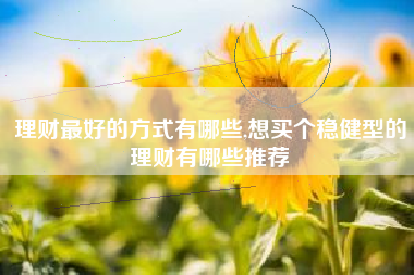 理财最好的方式有哪些,想买个稳健型的理财有哪些推荐