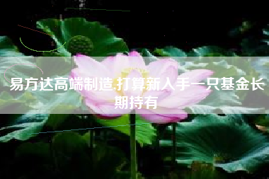 易方达高端制造,打算新入手一只基金长期持有