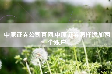 中原证券公司官网,中原证券怎样添加两个账户