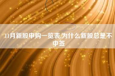 11月新股申购一览表,为什么新股总是不中签