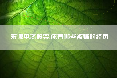 东源电器股票,你有哪些被骗的经历