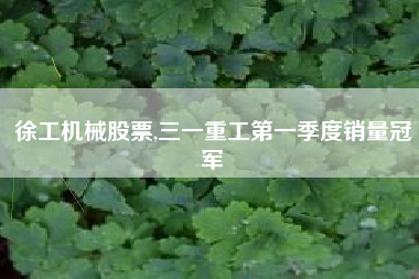 徐工机械股票,三一重工第一季度销量冠军
