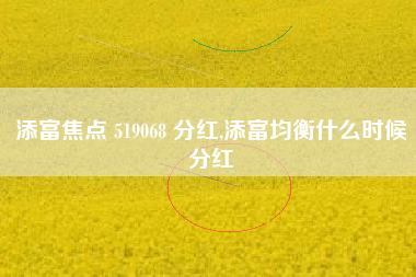 添富焦点 519068 分红,添富均衡什么时候分红