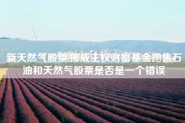 新天然气股票,挪威主权财富基金抛售石油和天然气股票是否是一个错误