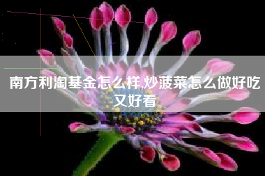 南方利淘基金怎么样,炒菠菜怎么做好吃又好看