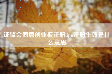 证监会同意创业板注册,ipo注册生效是什么意思
