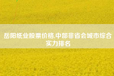 岳阳纸业股票价格,中部非省会城市综合实力排名