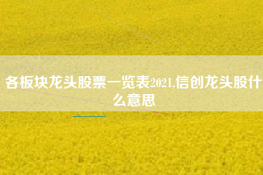 各板块龙头股票一览表2021,信创龙头股什么意思