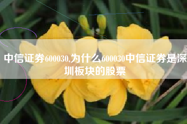 中信证券600030,为什么600030中信证券是深圳板块的股票