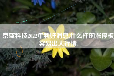 京蓝科技2022年利好消息,什么样的涨停板容易出大行情