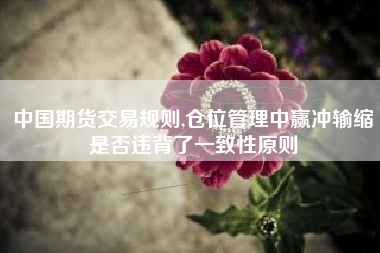 中国期货交易规则,仓位管理中赢冲输缩是否违背了一致性原则