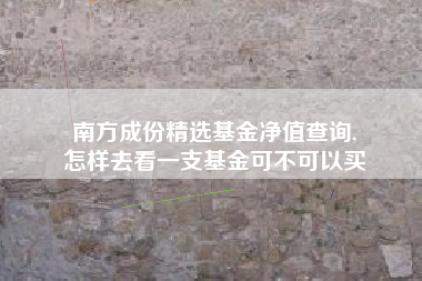 南方成份精选基金净值查询,
怎样去看一支基金可不可以买