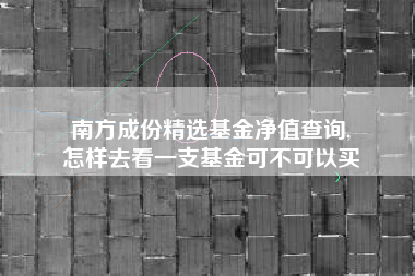 南方成份精选基金净值查询,
怎样去看一支基金可不可以买
