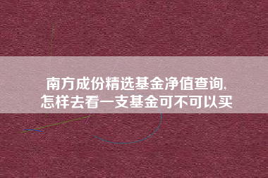 南方成份精选基金净值查询,
怎样去看一支基金可不可以买