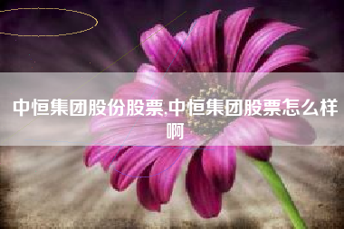 中恒集团股份股票,中恒集团股票怎么样啊