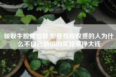 领取牛股微信群,那些荐股收费的人为什么不自己悄悄的买股票挣大钱