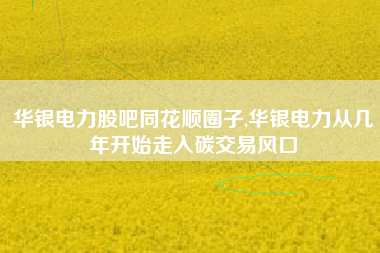 华银电力股吧同花顺圈子,华银电力从几年开始走入碳交易风口