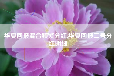 华夏回报混合频繁分红,华夏回报二号分红明细