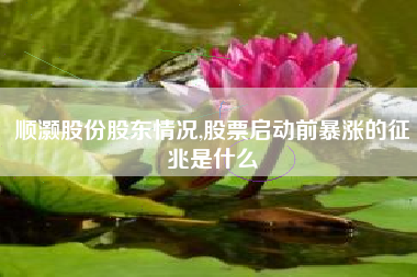 顺灏股份股东情况,股票启动前暴涨的征兆是什么