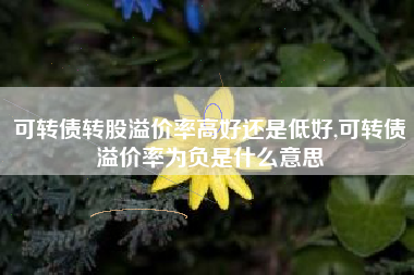 可转债转股溢价率高好还是低好,可转债溢价率为负是什么意思