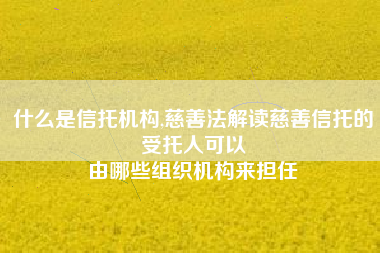 什么是信托机构,慈善法解读慈善信托的受托人可以
由哪些组织机构来担任 什么是信托机构,慈善法解读慈善信托的受托人可以
由哪些组织机构来担任