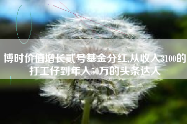 博时价值增长贰号基金分红,从收入3100的打工仔到年入50万的头条达人