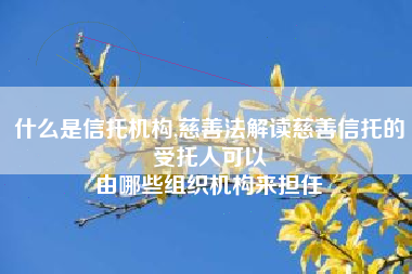 什么是信托机构,慈善法解读慈善信托的受托人可以
由哪些组织机构来担任 什么是信托机构,慈善法解读慈善信托的受托人可以
由哪些组织机构来担任