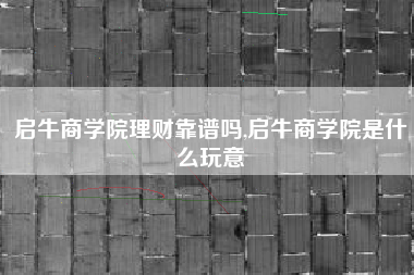 启牛商学院理财靠谱吗,启牛商学院是什么玩意