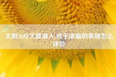 太阳26分大胜湖人,对于浓眉的表现怎么评价