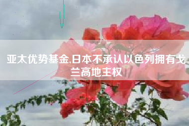 亚太优势基金,日本不承认以色列拥有戈兰高地主权