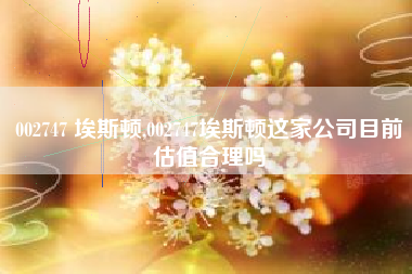 002747 埃斯顿,002747埃斯顿这家公司目前估值合理吗