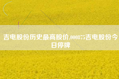 吉电股份历史最高股价,000875吉电股份今日停牌