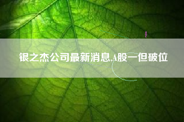 银之杰公司最新消息,A股一但破位