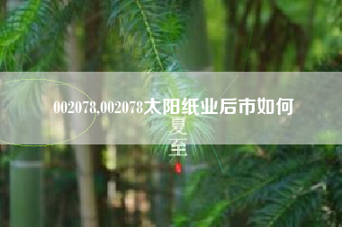 002078,002078太阳纸业后市如何