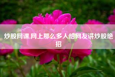 炒股网课,网上那么多人给网友讲炒股绝招