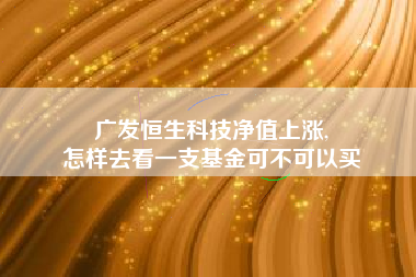 广发恒生科技净值上涨,
怎样去看一支基金可不可以买
