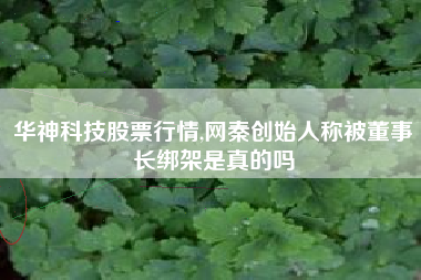 华神科技股票行情,网秦创始人称被董事长绑架是真的吗