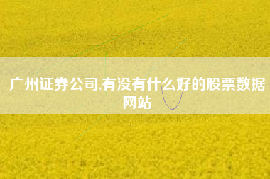 广州证券公司,有没有什么好的股票数据网站