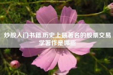 炒股入门书籍,历史上最著名的股票交易学著作是哪些