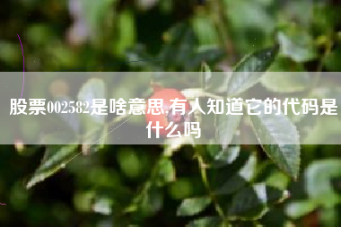 股票002582是啥意思,有人知道它的代码是什么吗