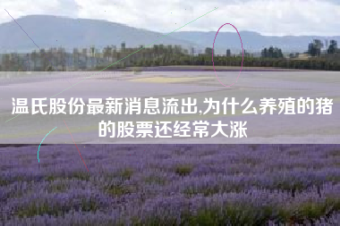 温氏股份最新消息流出,为什么养殖的猪的股票还经常大涨