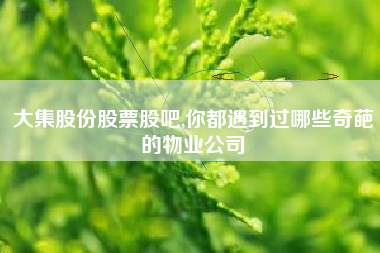 大集股份股票股吧,你都遇到过哪些奇葩的物业公司