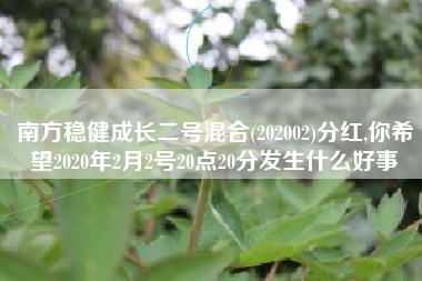 南方稳健成长二号混合(202002)分红,你希望2020年2月2号20点20分发生什么好事