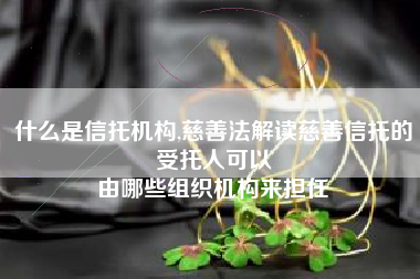 什么是信托机构,慈善法解读慈善信托的受托人可以
由哪些组织机构来担任 什么是信托机构,慈善法解读慈善信托的受托人可以
由哪些组织机构来担任