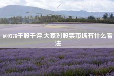 600378千股千评,大家对股票市场有什么看法