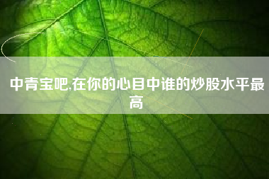 中青宝吧,在你的心目中谁的炒股水平最高