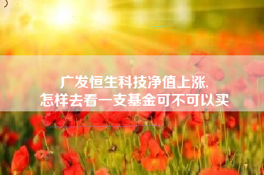 广发恒生科技净值上涨,
怎样去看一支基金可不可以买