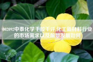 002092中泰化学千股千评,化工新材料行业的市场需求以及前景发展如何