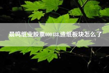 晨鸣纸业股票000488,造纸板块怎么了